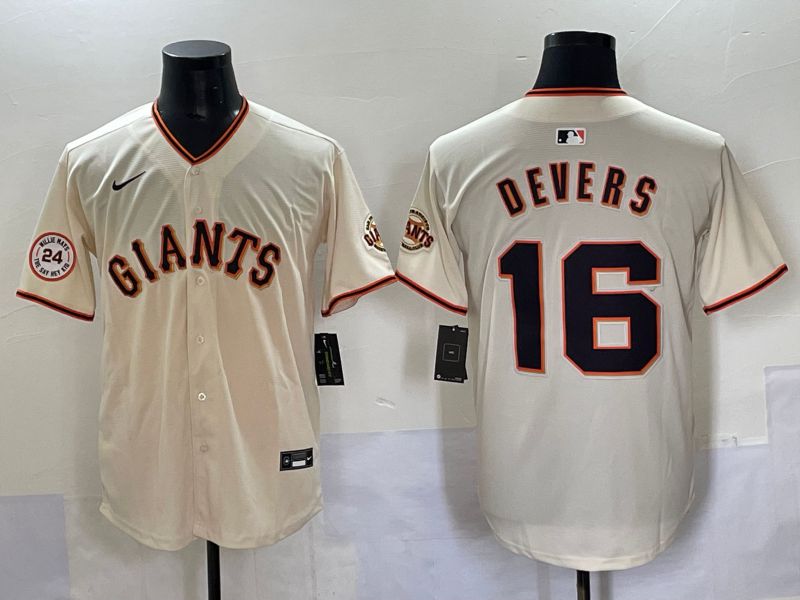 Men 2025 San Francisco Giants #16 Devers Cream Game Nike MLB Jersey style 51